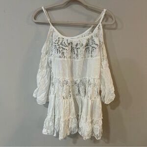 Happy Island White Lace Dress Beach Swim Coverup Women’s One Size Fits All